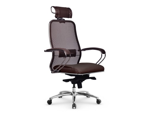 Кресло Samurai SL-2.04 MPES сетка/кожа, темно-коричневый 