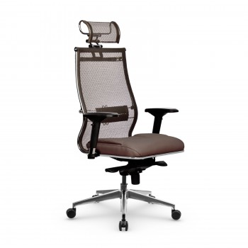 Кресло Samurai SL-3.051 MPES сетка/кожа, светло-коричневый - оптово-розничная продажа в Москве